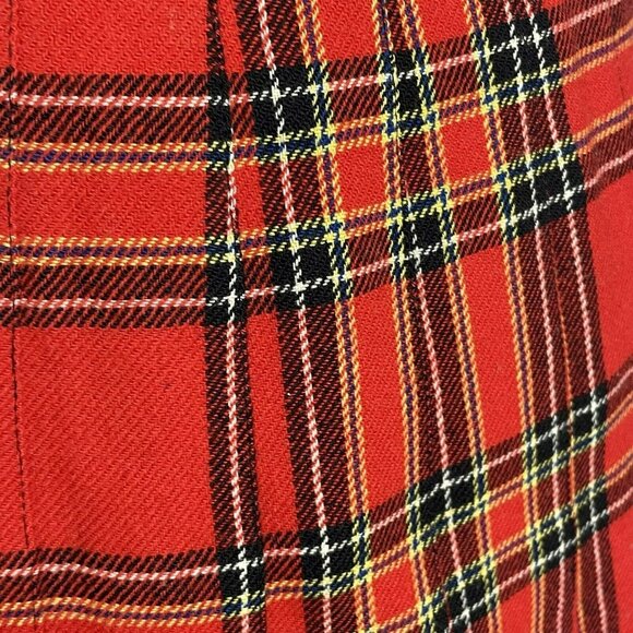 Vintage Young Pendleton Girls Size 11-12 Red Wool Tartan Plaid Pleated Skirt - Picture 11 of 13